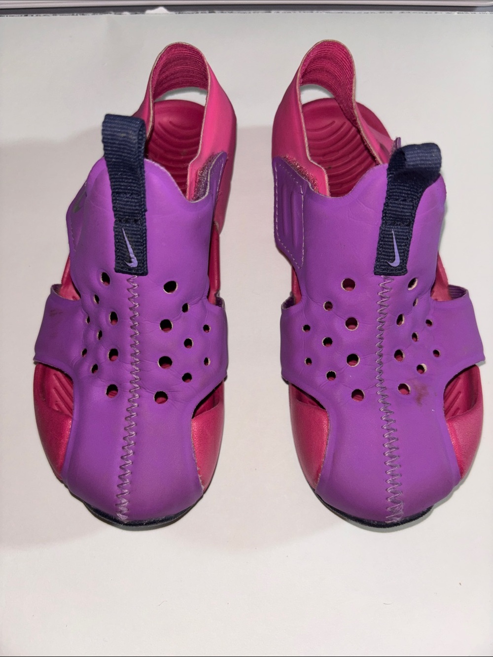 Nike Pink and Purple Kids Slip-On Sport Sandals